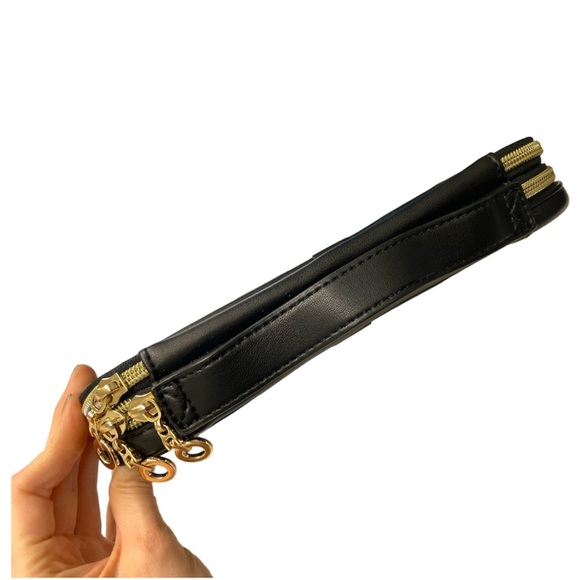 Black Travel Jewelry Organizer Portable Pleather Faux Leather Case - Picture 10 of 14